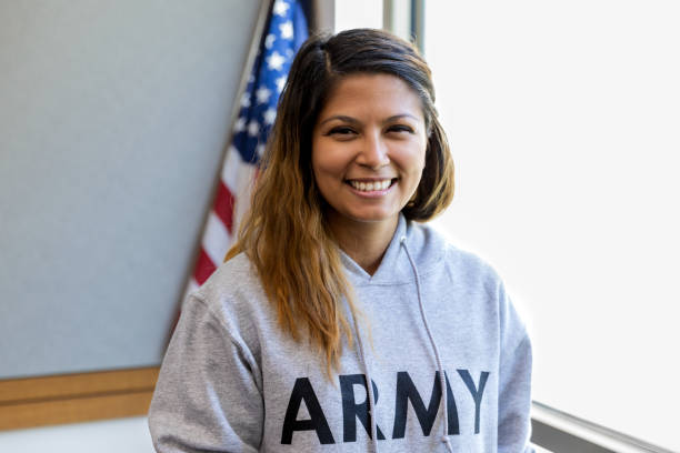 young female Army sweatshirt