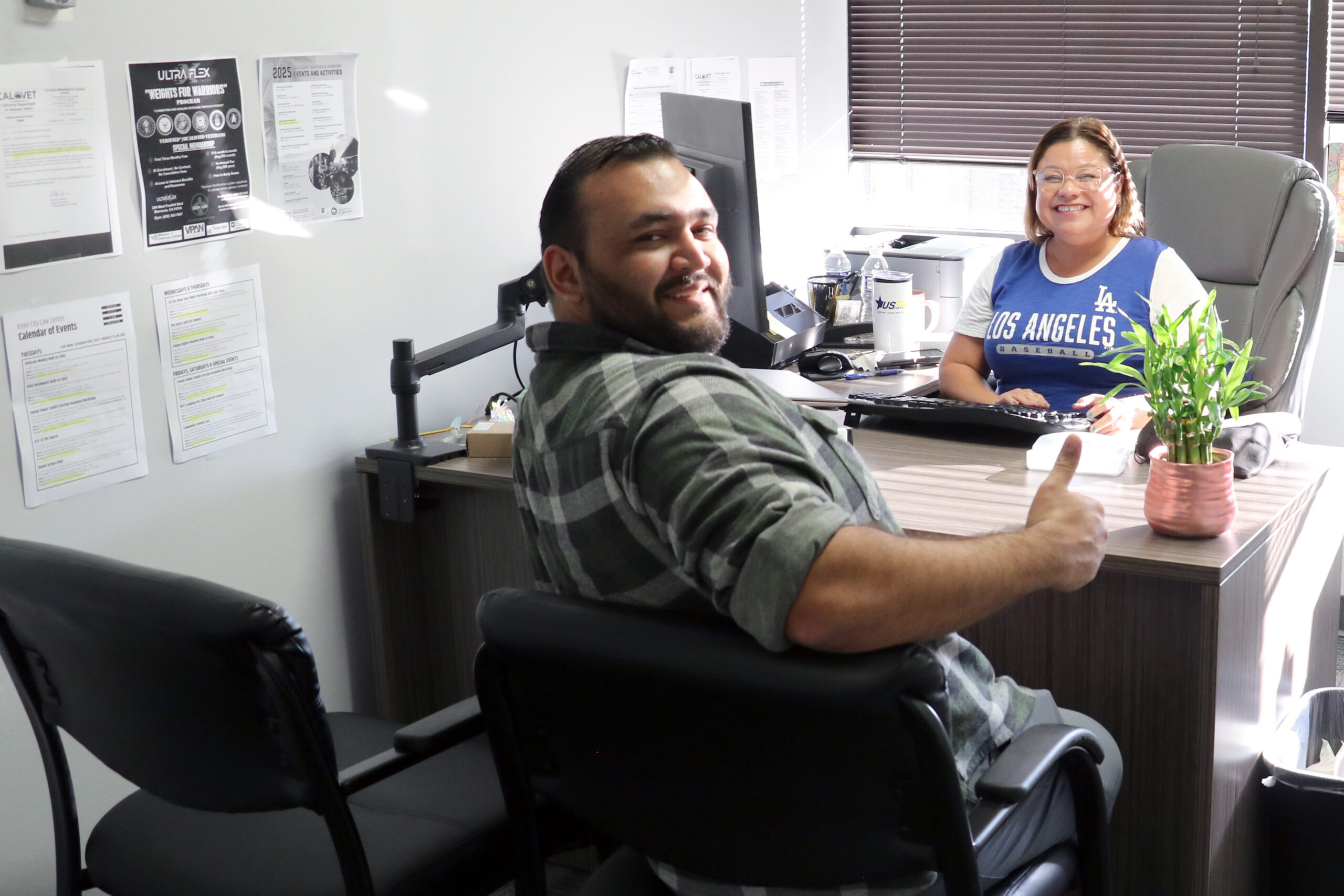 People smiling in an office