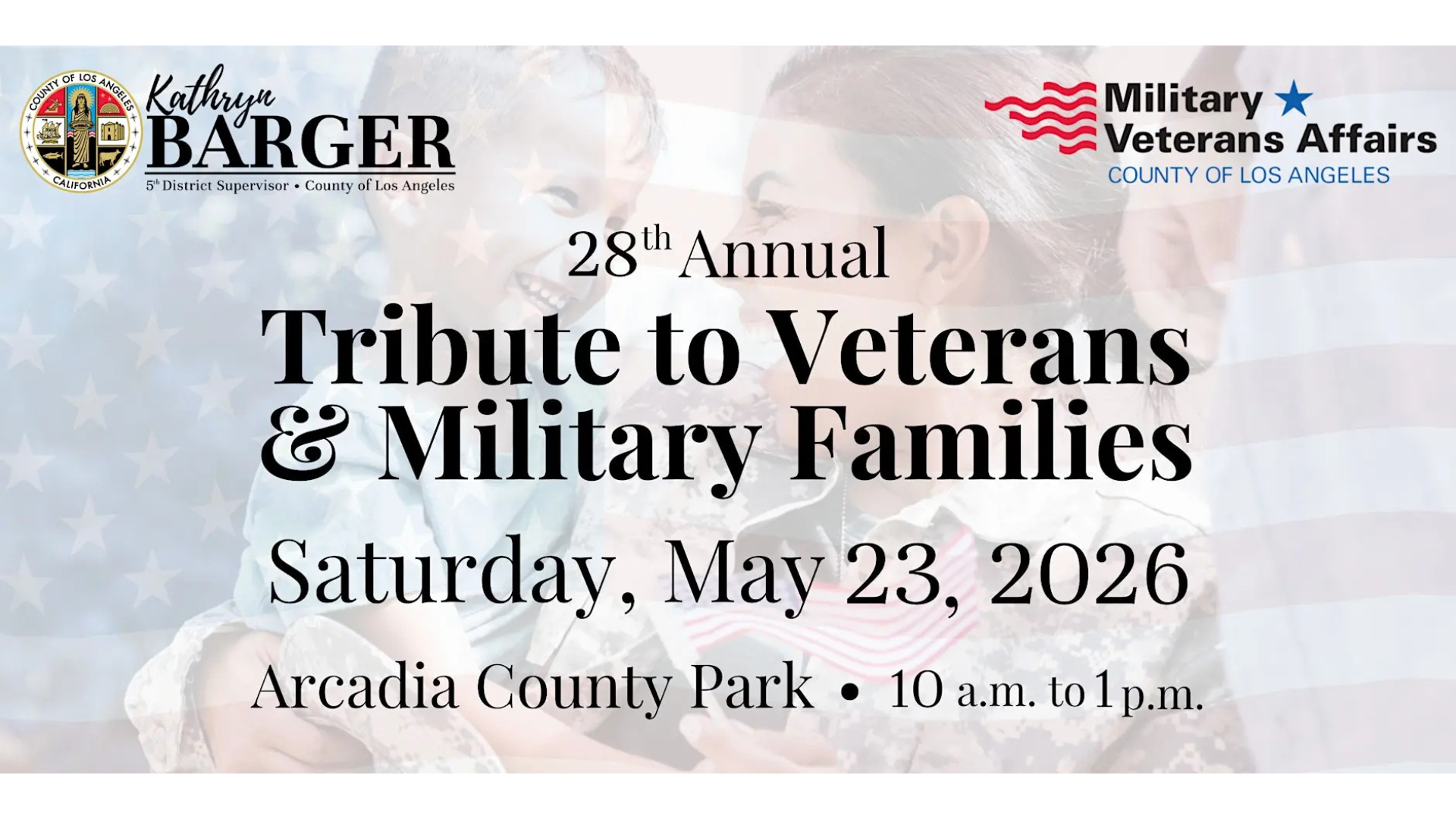 28th Annual Tribute to Veterans and Military Families on May 23 at Arcadia County Park.
