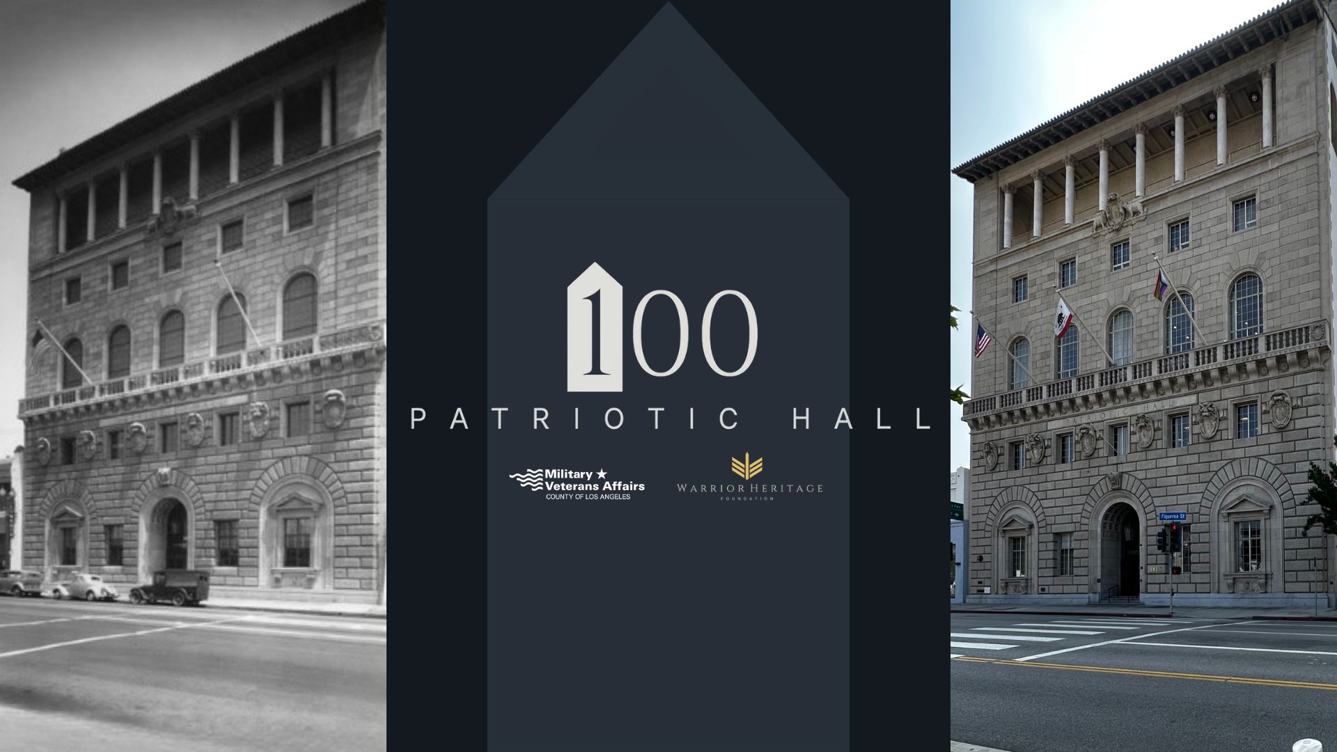100th anniversary visual for Bob Hope Patriotic Hall, highlighting past and present