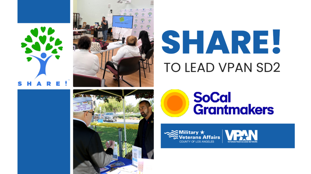 Graphic announcing SHARE! to lead VPAN SD2 with SCG and MVA, featuring photos, logos, and link to connect with VPAN.